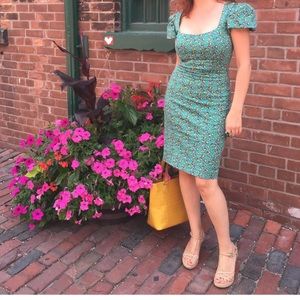 Betsy Johnson green floral dress, size 2